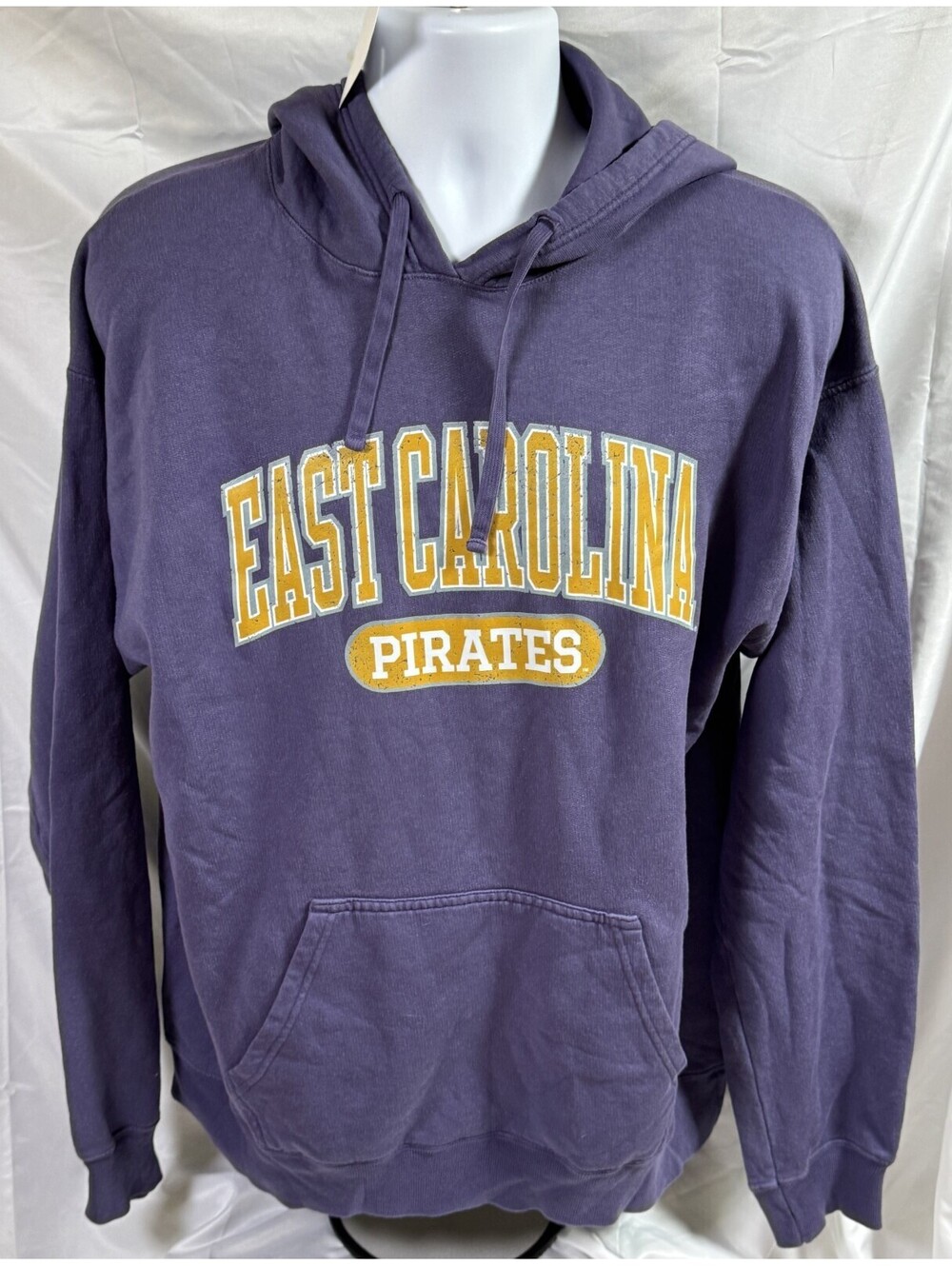 East Carolina ECU Pirates Purple Hoodie Comfort Wash Mens Large NWT
